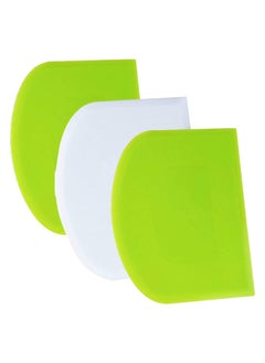 Oasisgalore 3P Flexible Dough Scraper Set - Non-Slip Baking Tools for Cake Decorating (Green & White)  - Image 1