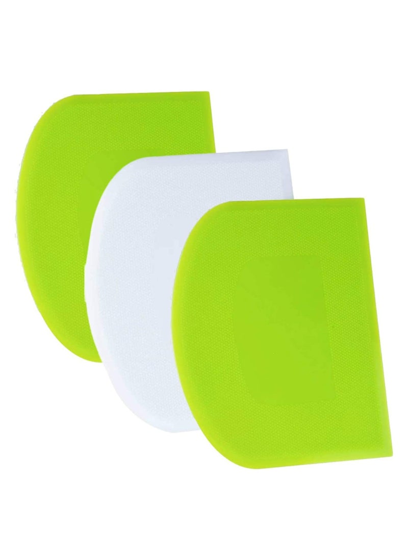 Oasisgalore - 3P Flexible Dough Scraper Set - Non-Slip Baking Tools for Cake Decorating (Green & White) - Image 1