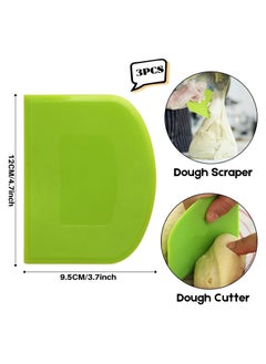 Oasisgalore 3P Flexible Dough Scraper Set - Non-Slip Baking Tools for Cake Decorating (Green & White)  - Image 2