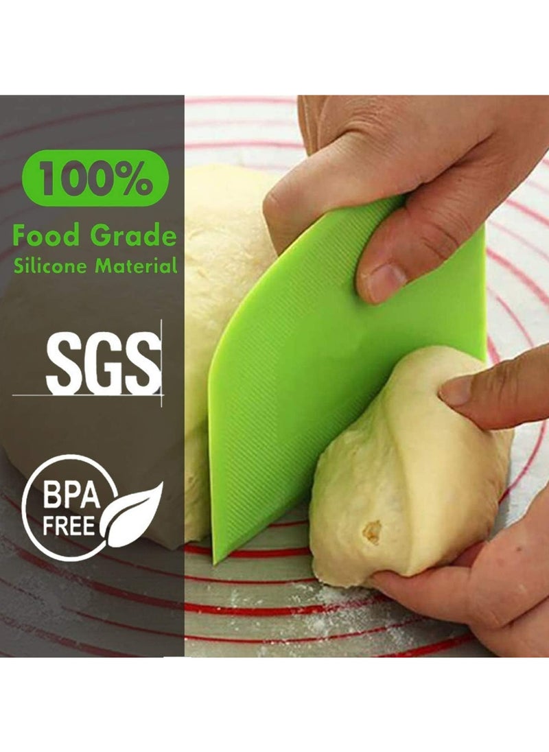 Oasisgalore - 3P Flexible Dough Scraper Set - Non-Slip Baking Tools for Cake Decorating (Green & White) - Image 1