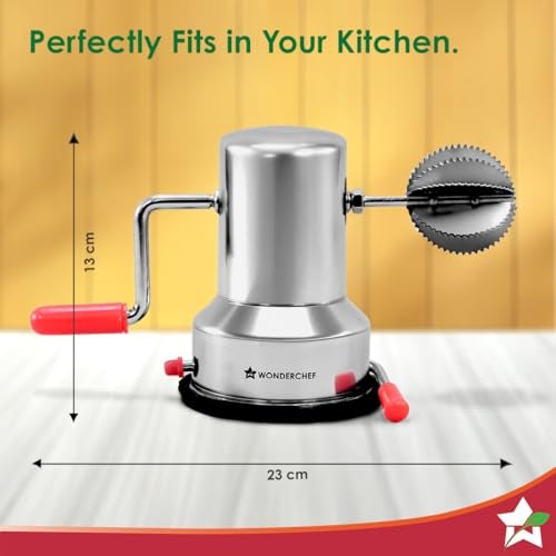 Wonderchef واندرشيف كوكو نت سكرابر، جسم من الفولاذ المقاوم للصدأ المتين، شفرات حادة، أداة مطبخ عملية متينة للطاولة، قاعدة شفط للاستقرار، مبشرة ومقشرة، آمنة وسريعة، فضية - Image 4