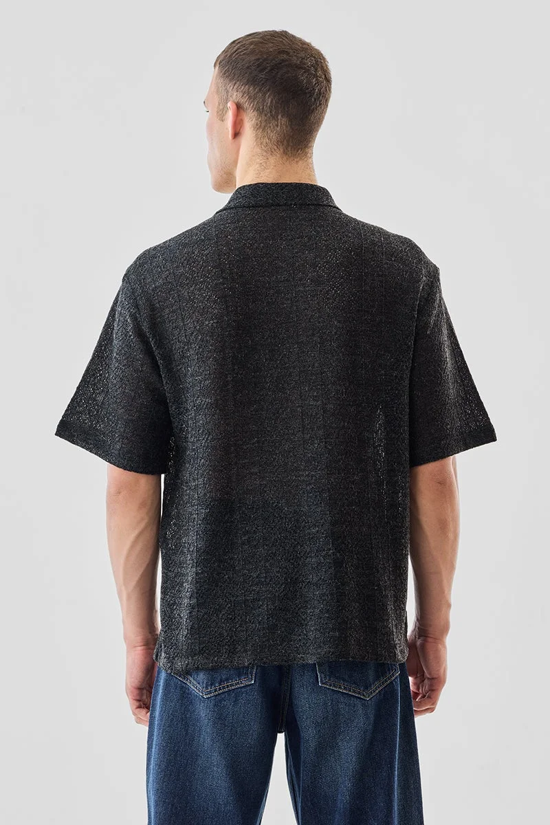 SNITCH Black Box Fit Crochet Shirt for Men | Best Price UAE