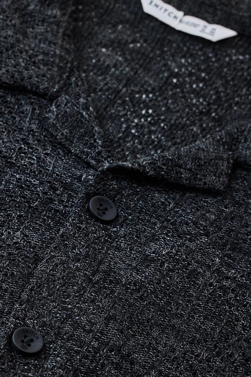 SNITCH Black Box Fit Crochet Shirt for Men | Best Price UAE