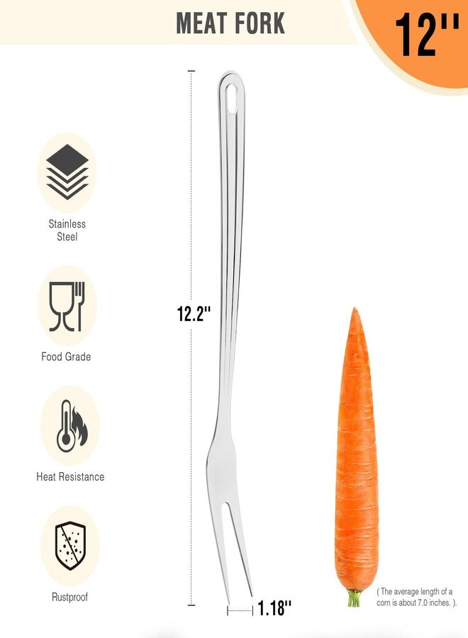 HIFIND Meat Fork, Two Prong Large Fork with Long Heat-Resistant Handle, 430 Stainless Steel Large Fork, Ideal for Kitchen, Carving, Serving, BBQ, and Grilling 1Pc - Image 3