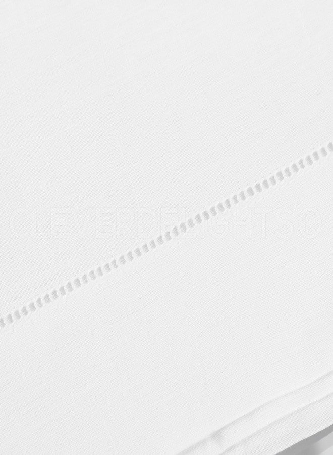 CleverDelights White Hemstitch Square Tablecloth - 60 x 60 Inch - 55/45 Linen Cotton Blend - Image 3