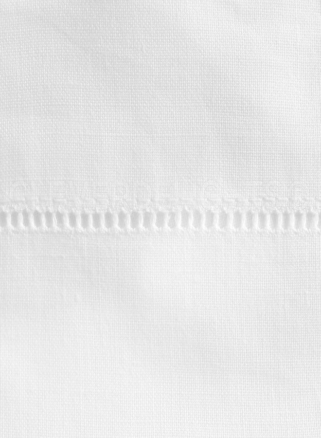 CleverDelights White Hemstitch Square Tablecloth - 60 x 60 Inch - 55/45 Linen Cotton Blend - Image 2