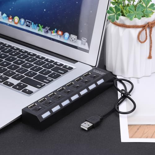 DTOL 7-Port USB Hub with ON/Off Switch, Black - Image 2