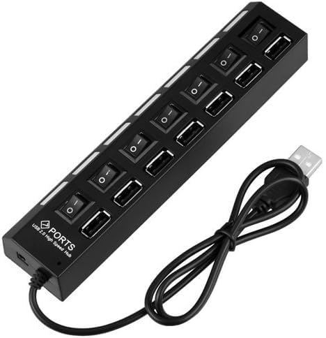 DTOL 7-Port USB Hub with ON/Off Switch, Black - Image 4