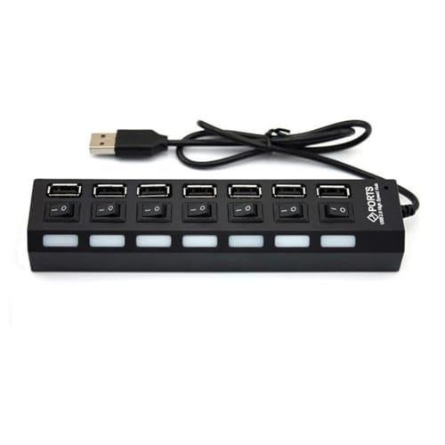 DTOL 7-Port USB Hub with ON/Off Switch, Black - Image 5