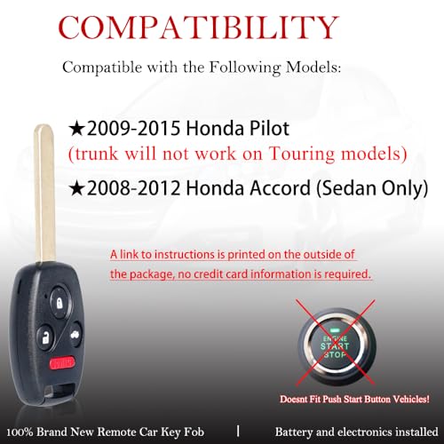 MechanMagic Key Fob Remote Replacement Fits for Honda Pilot 2009 2010 2011 2012 2013 2014 2015/ Accord Sedan 2008-2012 KR55WK49308 Keyless Entry Remote Control 35118-TA0-A00(Pack of 2) - Image 3