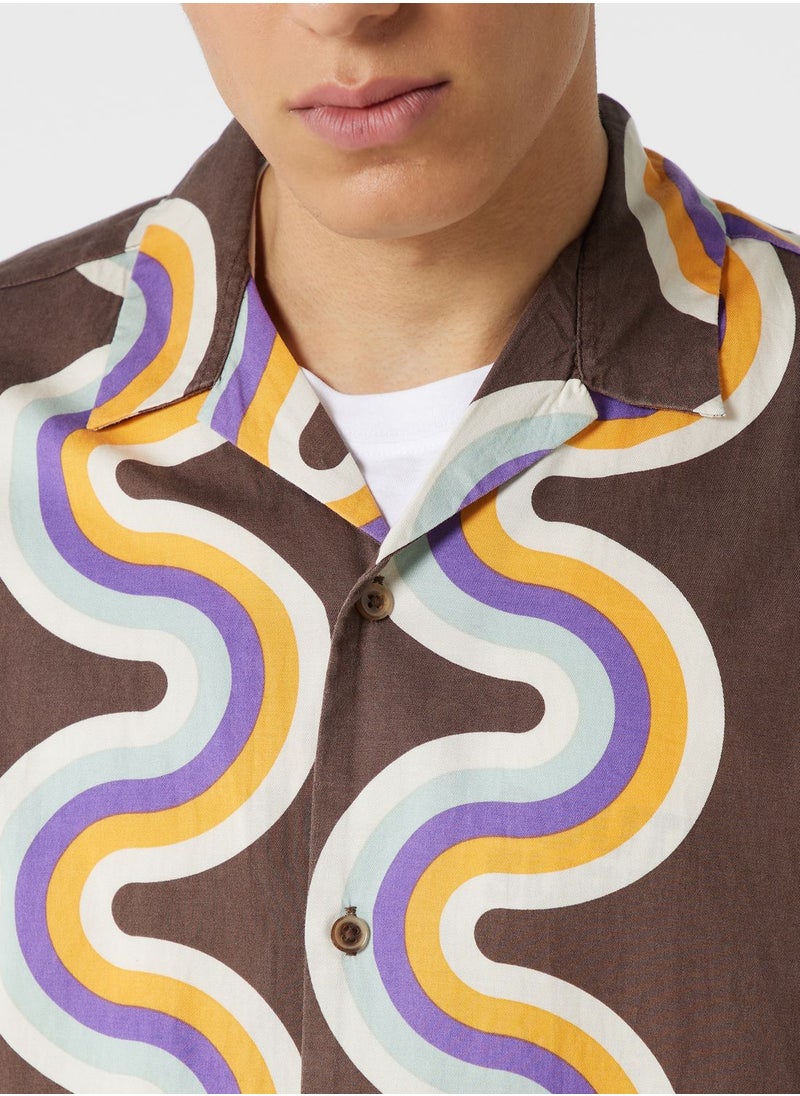 Tencel Aop Print Regular Fit Shirt