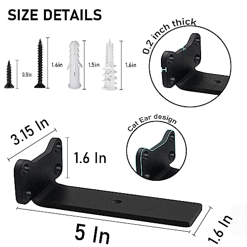 YMDparts Floating Shelf Brackets Heavy Duty Industrial L Shelf Bracket 1/5 Inch Thick Premium Solid Steel Shelf Supports, Black Rustic Wall Brackets for Shelves - 5 Inch Floating Shelves Hardware (6 Pack) - Image 2