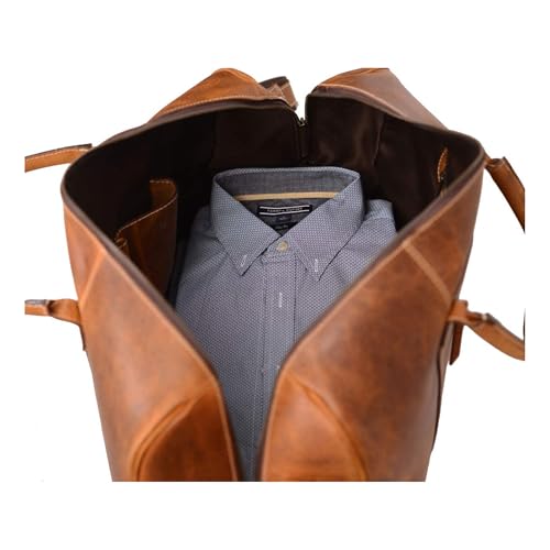 KomalC Duffel Bags for Men and Women Full Grain Leather Travel Overnight Weekend Bags, Sports Gym Duffel (20 Inch) - Image 3