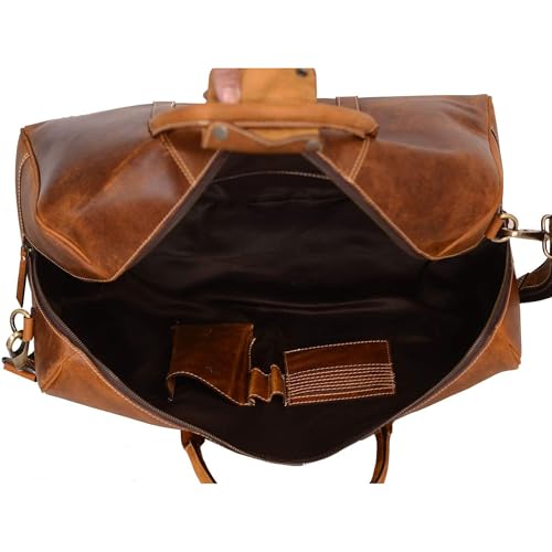 KomalC Duffel Bags for Men and Women Full Grain Leather Travel Overnight Weekend Bags, Sports Gym Duffel (20 Inch) - Image 4