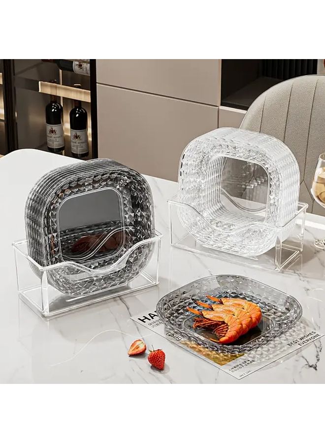 Grey 6pcs Multipurpose Plastic Serving Trays Set for Snacks Fruits Desserts Party - Image 1