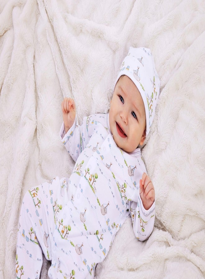 Kissy Kissy Baby Girls Noah's Print Snap Front Footie Pajamas, Pink, Newborn - Image 3
