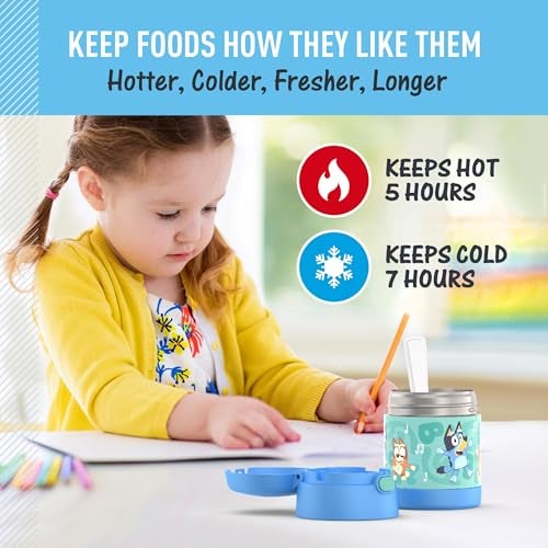 THERMOS FUNTAINER Insulated Food Jar, 10 Ounce, Kid Friendly Food Jar with Foldable Spoon, Bluey - Image 5