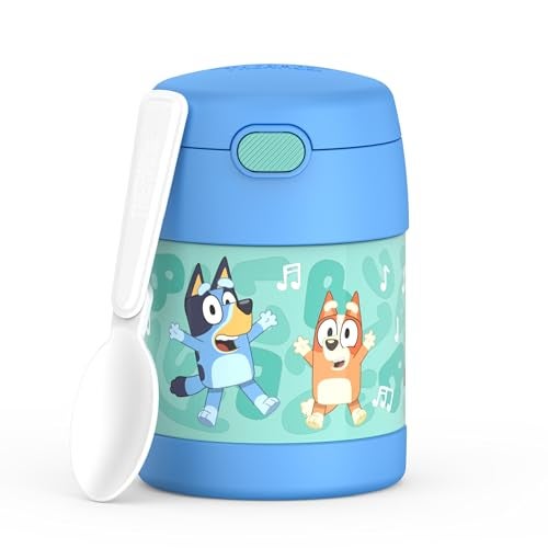 THERMOS FUNTAINER Insulated Food Jar, 10 Ounce, Kid Friendly Food Jar with Foldable Spoon, Bluey - Image 1