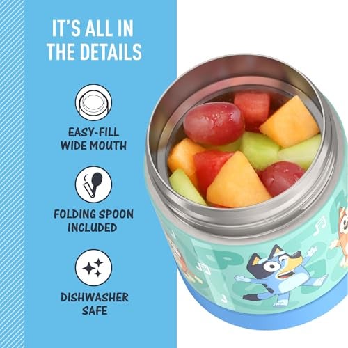 THERMOS FUNTAINER Insulated Food Jar, 10 Ounce, Kid Friendly Food Jar with Foldable Spoon, Bluey - Image 4