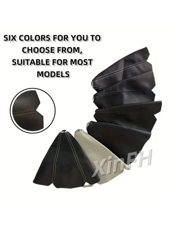 Universal Car Shift Boot Cover Soft Faux Leather Yellow Suture Easy Install for Honda Ford Toyota - Image 3