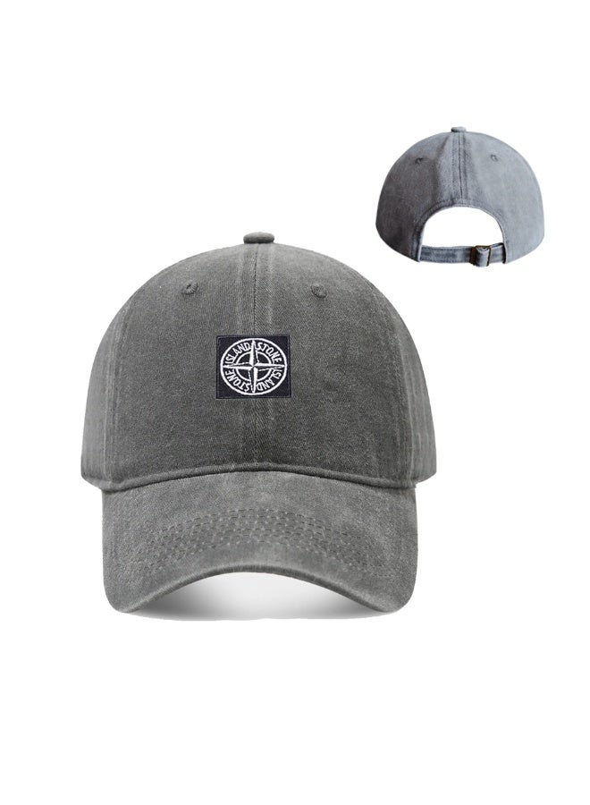 Stone Island Vintage Washed Dark Grey Dad Hat Adjustable Baseball Cap