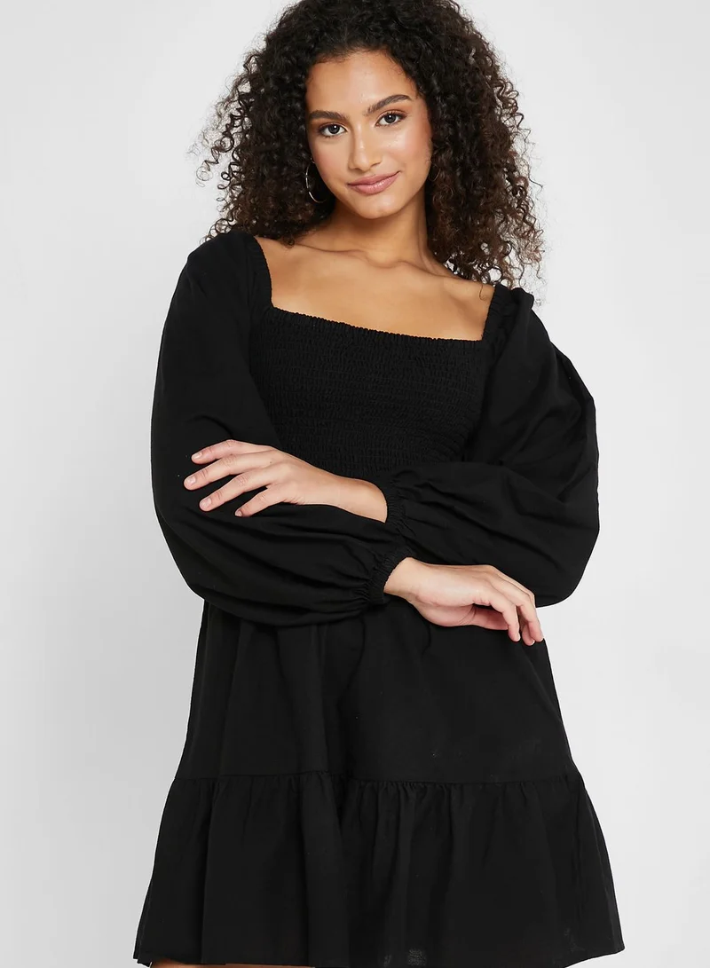 Miss Selfridge Ruffle Detail Puff Sleeve Dress
