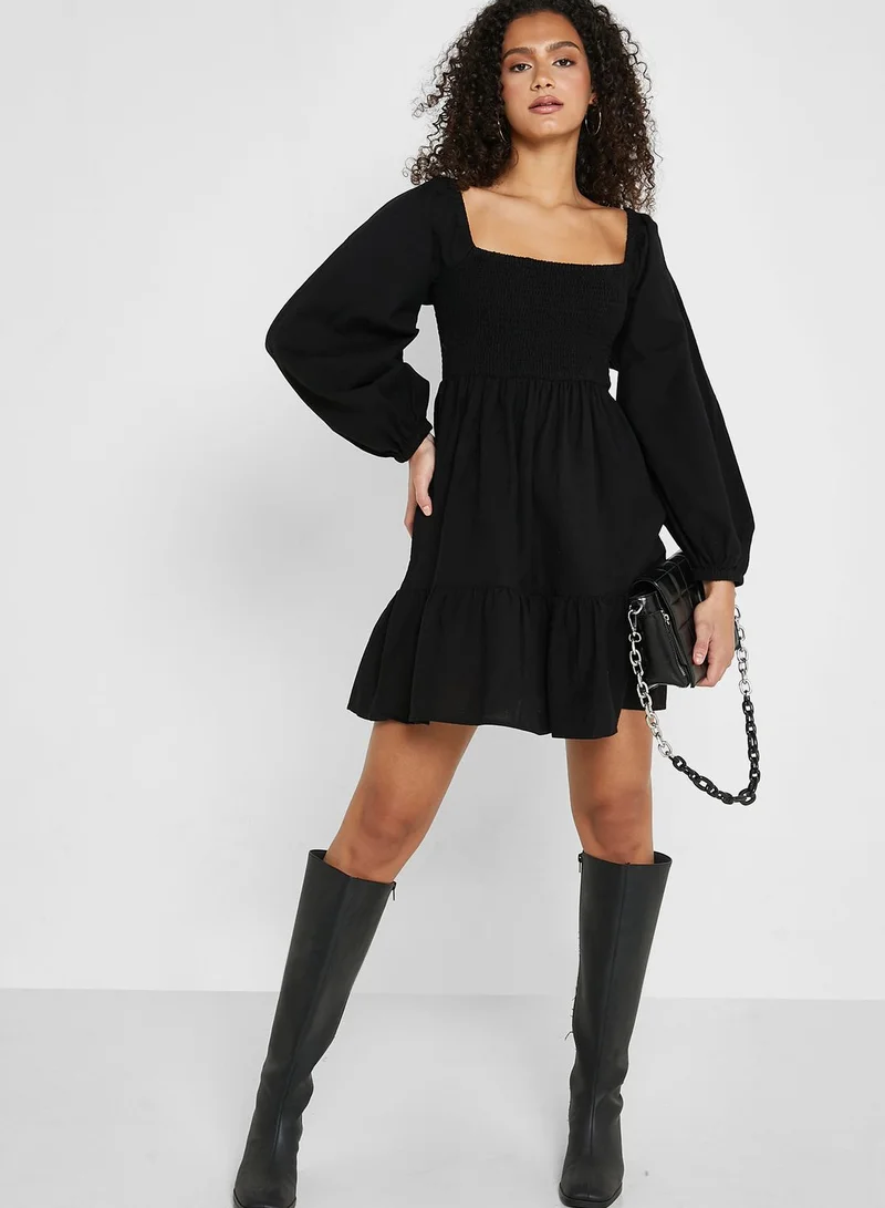 Miss Selfridge Ruffle Detail Puff Sleeve Dress