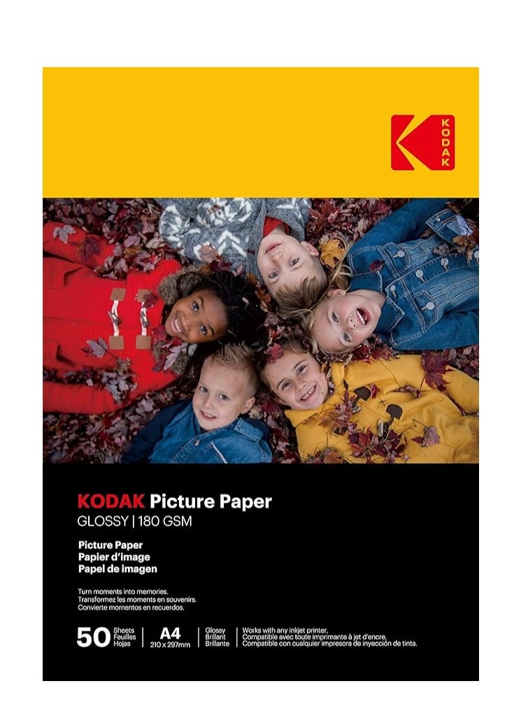 Kodak - Picture Paper Glossy 180 gsm A4 Size x 50 Sheets - Image 1