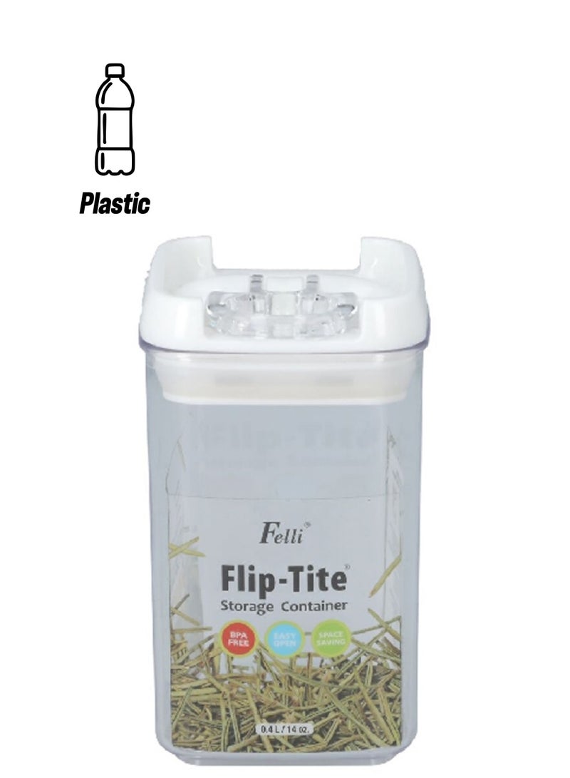 Felli Flip-Tite Square Storage Container Clear and White 400 ml NLQ305A-60 - Image 1