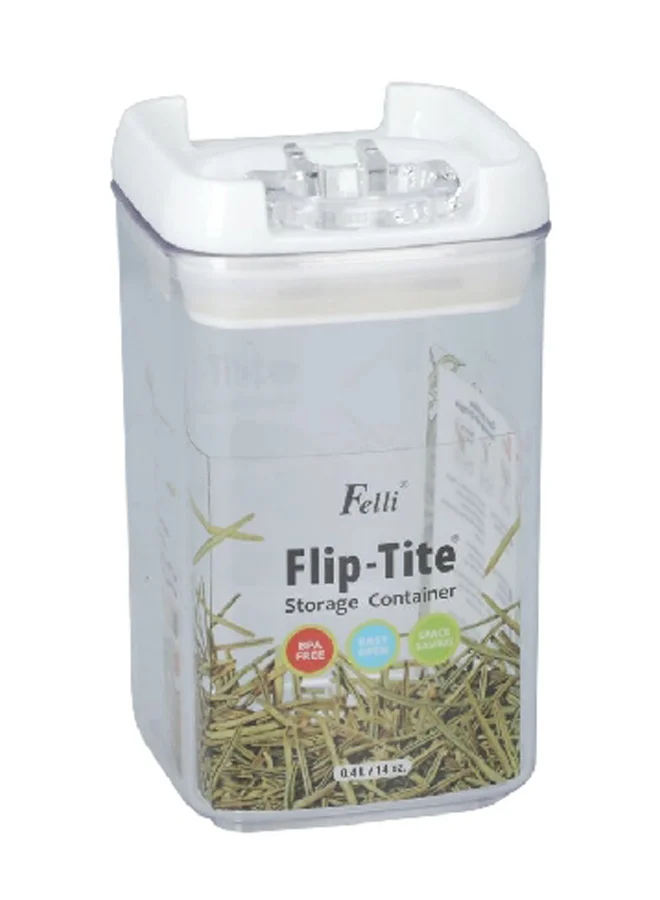 Felli Flip-Tite Square Storage Container Clear and White 400 ml NLQ305A-60