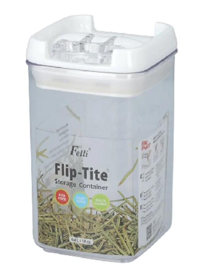 Felli Flip-Tite Square Storage Container Clear and White 400 ml NLQ305A-60