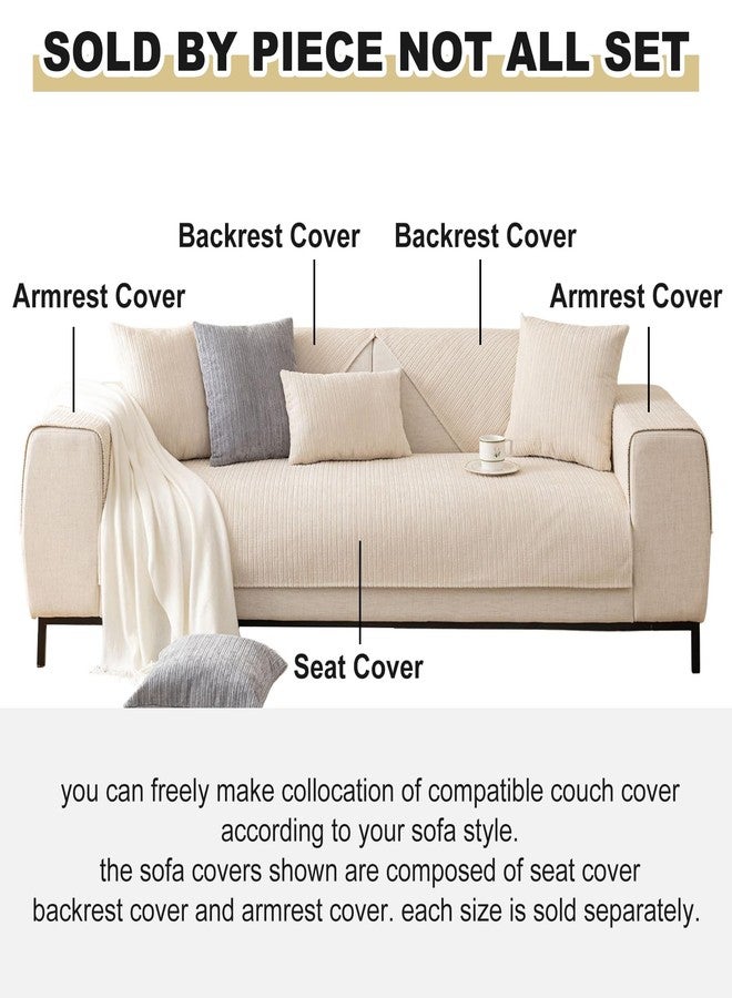 vctops Soft Chenille Sofa Couch Cover Solid Color Striped Weave Textured Sectional Couch Covers Washable Anti-Slip Sofa Slipcover for Dogs Pet, 1 Piece/Not All Set (Cream,27"x27") - Image 2