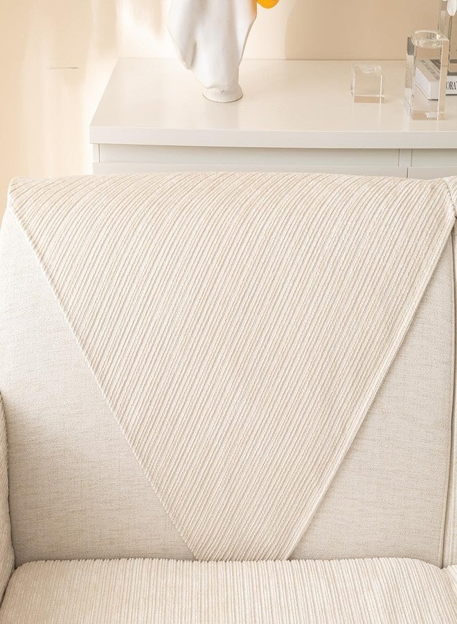 vctops Soft Chenille Sofa Couch Cover Solid Color Striped Weave Textured Sectional Couch Covers Washable Anti-Slip Sofa Slipcover for Dogs Pet, 1 Piece/Not All Set (Cream,27"x27") - Image 3