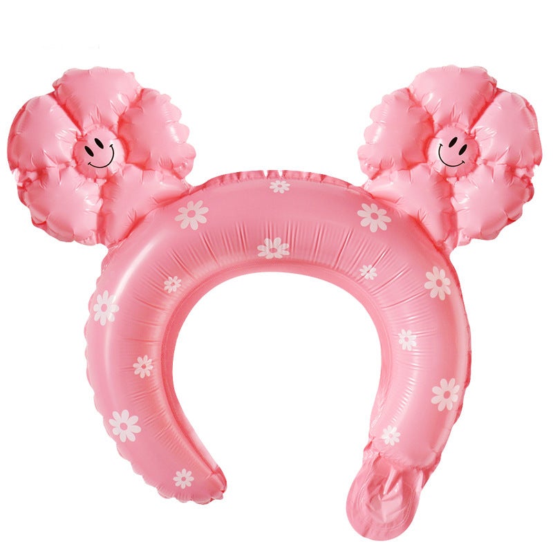 New Smiley Daisy Handheld Stick Medium Stick Aluminum Film Balloon Headwear Headband Stall Push-Sweep Code Activity Balloon - Image 1