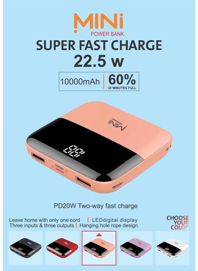 Mini Portable power Bank-10000MAH / Pink - Image 1