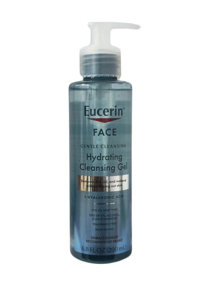 Eucerin Hydrating Cleansing Gel, Daily Facial Cleanser Formulated with Hyaluronic Acid, 6.8 Fl Oz - Image 1