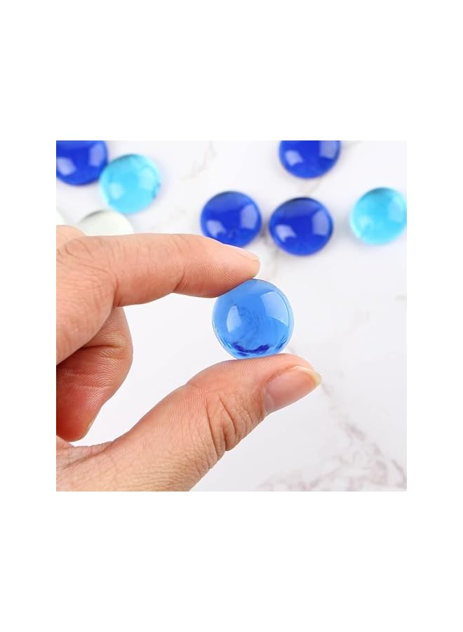 The Bros 100PCS Premium Blue Mixed Color Flat Gems Decorative Glass Stones Vase Filler Beads Table Scatter Decor，Flat Glass Marbles 1Lb - Image 4