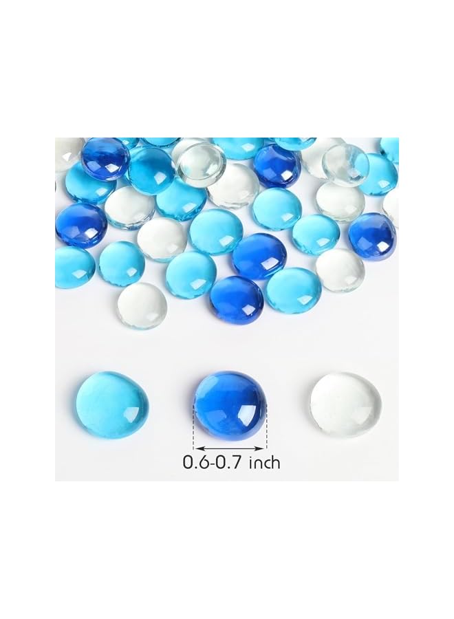 The Bros 100PCS Premium Blue Mixed Color Flat Gems Decorative Glass Stones Vase Filler Beads Table Scatter Decor，Flat Glass Marbles 1Lb - Image 2