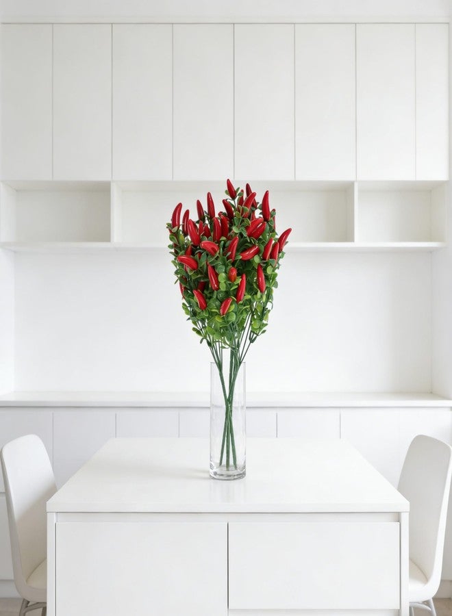 CAXUSD Artificial Pepper Bouquet Stems Realistic Simulation Plant for Home Decor Vase Filling Photo Props and Bonsai Decoration 4Pcs Lifelike Faux Chili Pepper Branches for Indoor Display - Image 4
