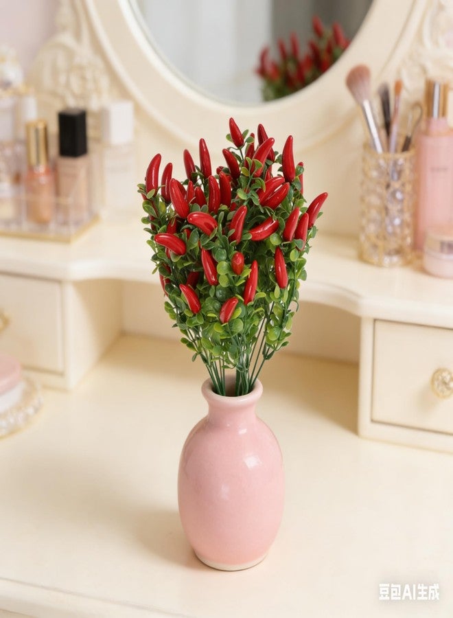 CAXUSD Artificial Pepper Bouquet Stems Realistic Simulation Plant for Home Decor Vase Filling Photo Props and Bonsai Decoration 4Pcs Lifelike Faux Chili Pepper Branches for Indoor Display - Image 5