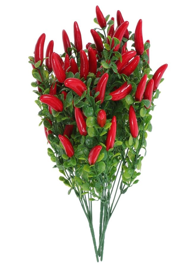 CAXUSD Artificial Pepper Bouquet Stems Realistic Simulation Plant for Home Decor Vase Filling Photo Props and Bonsai Decoration 4Pcs Lifelike Faux Chili Pepper Branches for Indoor Display - Image 1