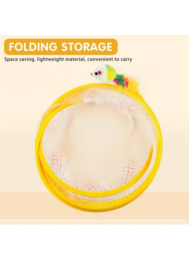Qpets® Cat Tunnel for Indoor Cats, Elastic Spring Tunnel CatPlaying Toys with Feather Tail, Teaser Toy for Cat, Small Pet - Image 3