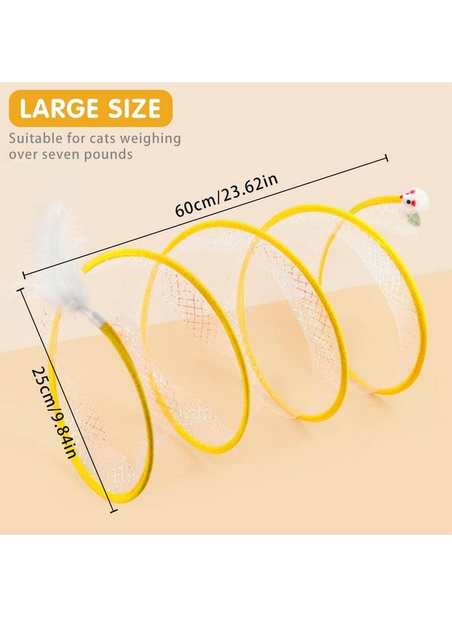 Qpets® Cat Tunnel for Indoor Cats, Elastic Spring Tunnel CatPlaying Toys with Feather Tail, Teaser Toy for Cat, Small Pet - Image 2