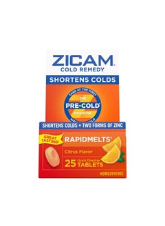 ZICAM Cold Remedy Zinc Rapidmelts, Citrus Flavor, 25 Count (Pack of 2)  - Image 1