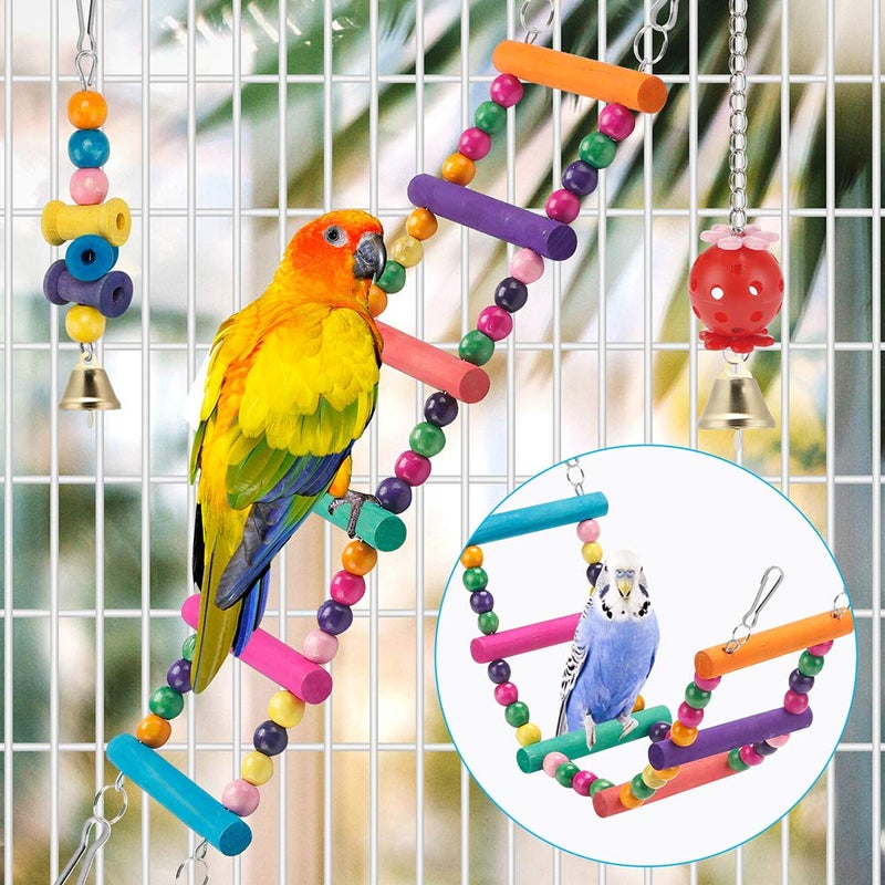 lovyoCoCo Bird Parakeet Toys,Swing Hanging Standing Chewing Toy Hammock Climbing Ladder Bird Cage Colorful Toys Suitable for Budgerigar, Parakeet, Conure, Cockatiel, Mynah, Love Birds, Finches - Image 2