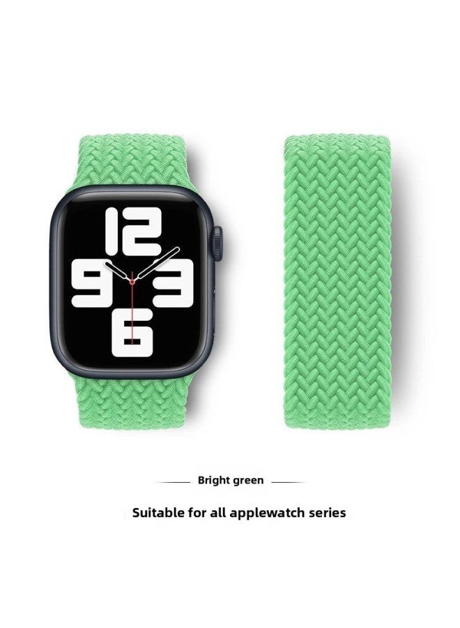 Loquat 【official】 For Apple Watch8 Strap Single Loop Woven Rainbow S7 Generation For Apple Watch Strap Iwa-Color:Bright Green-38/40/41mm Dial S Size 【06  - Image 1