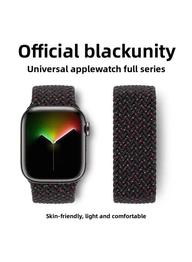 Loquat 【official】 For Apple Watch8 Strap Single Loop Woven Rainbow S7 Generation For Apple Watch Strap Iwa-Color:Bright Green-38/40/41mm Dial S Size 【06  - Image 4