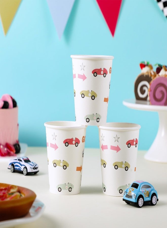 Newtay 60 Pack Race Car Party Cups 9 oz Vintage Disposable Race Car Paper Cups Bulk for Birthday Party Favors Decoration Supplies - Image 4