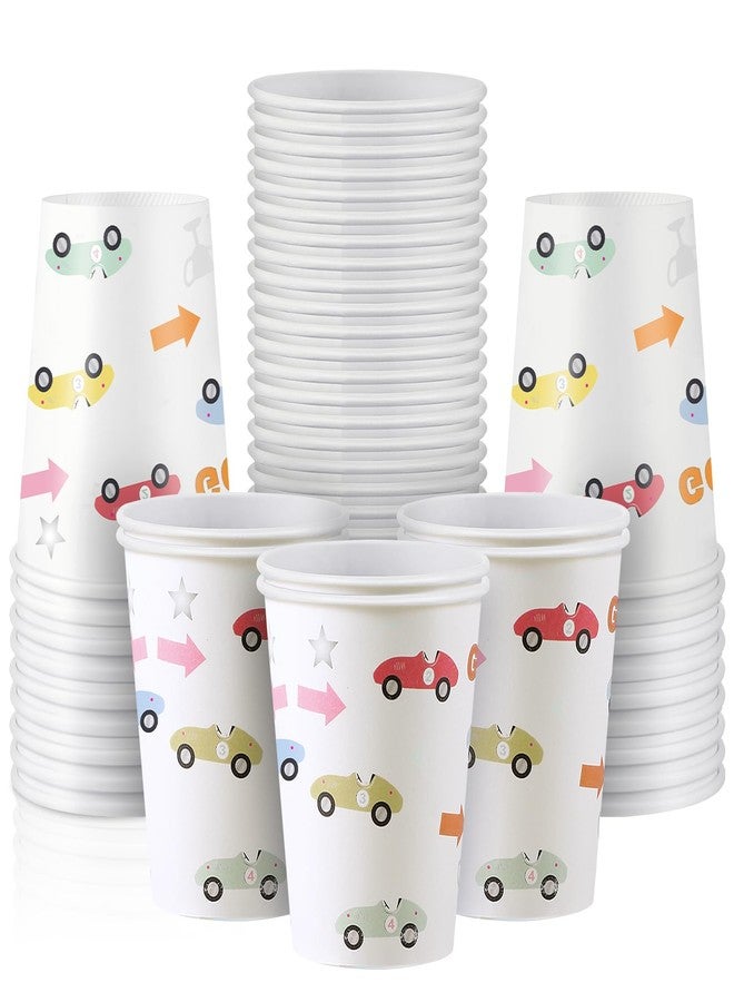 Newtay 60 Pack Race Car Party Cups 9 oz Vintage Disposable Race Car Paper Cups Bulk for Birthday Party Favors Decoration Supplies - Image 1