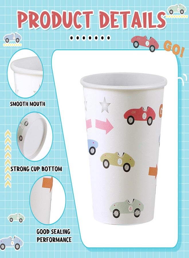 Newtay 60 Pack Race Car Party Cups 9 oz Vintage Disposable Race Car Paper Cups Bulk for Birthday Party Favors Decoration Supplies - Image 3